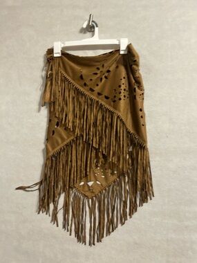 Fringed LaserCut Faux Suede Justin & Taylor faux suede wrap boho shawl festival